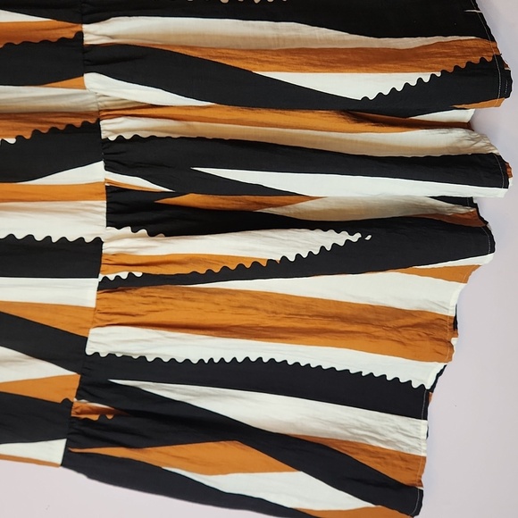 TRAFFIC PEOPLE Tiered Striped Black, White, & Brown Maxi Skirt, size S - Picture 3 of 10